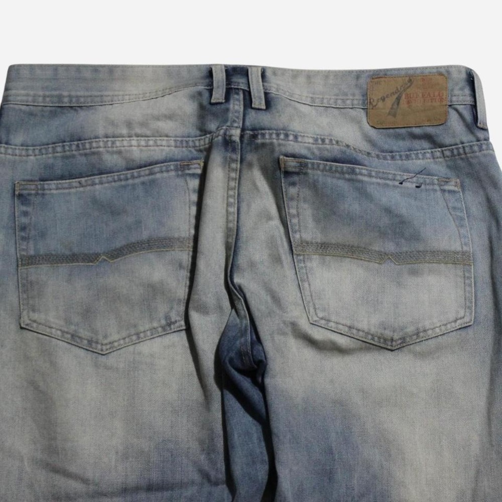 Mens Buffalo David Y2K Skater Grunge Punk Baggy Straight Fit Light Wash Jeans - Picture 4 of 8